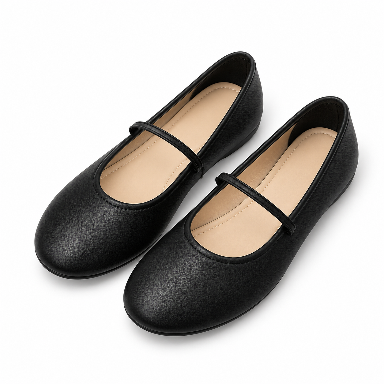 Soft-Sole Round-Toe Mary Jane Flats