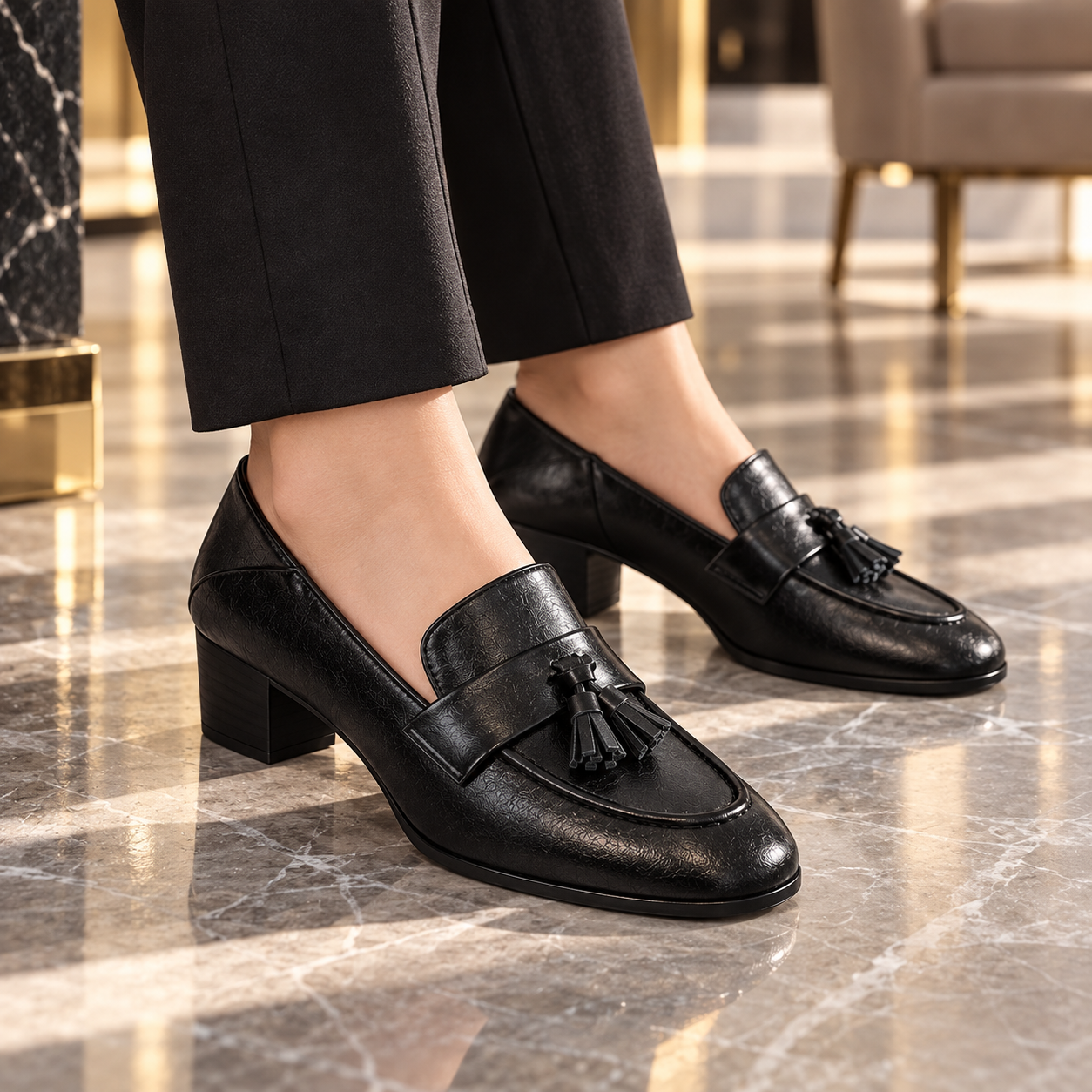 Vintage Soft-Sole Chunky Heel Loafers