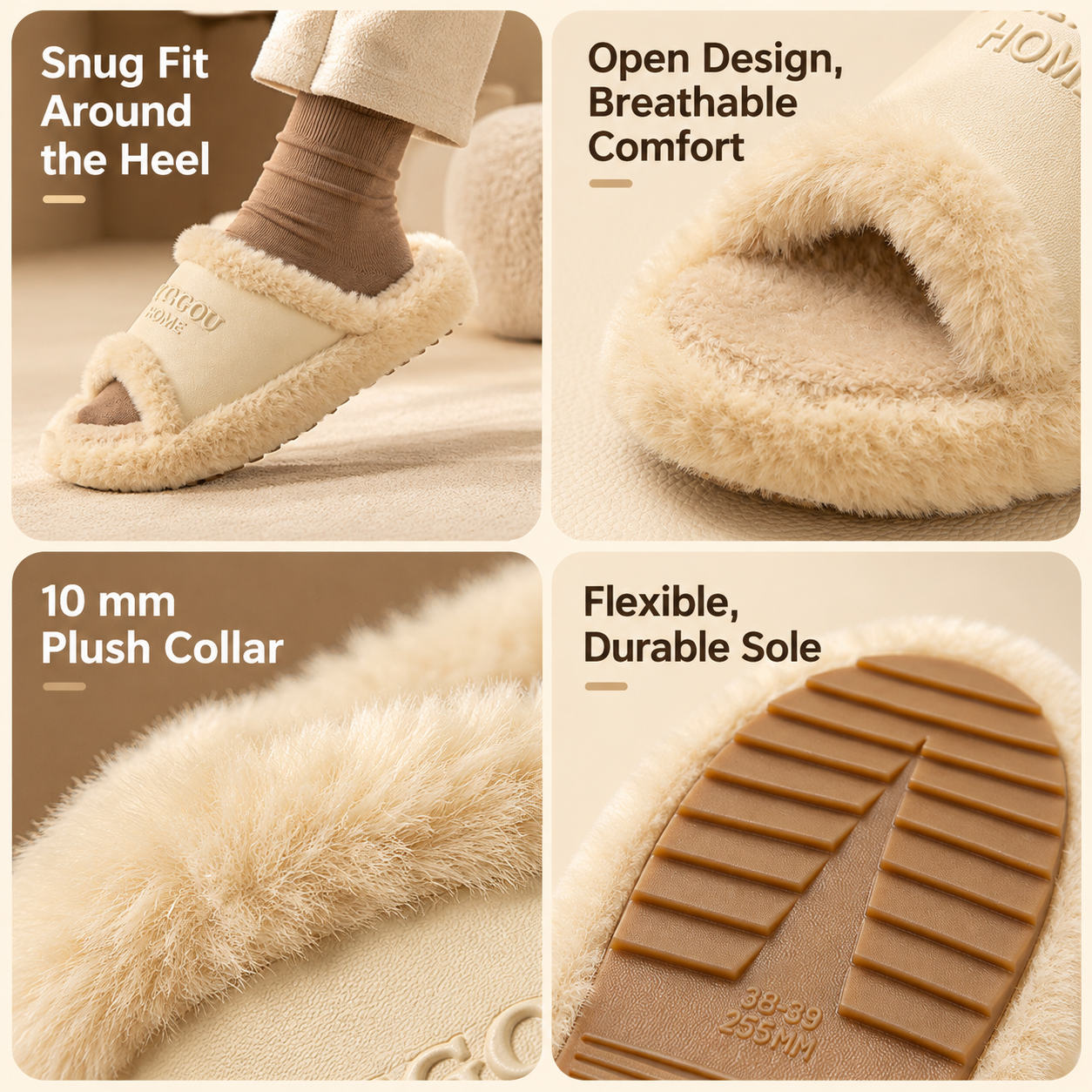 Cozy Faux Leather Winter Slippers