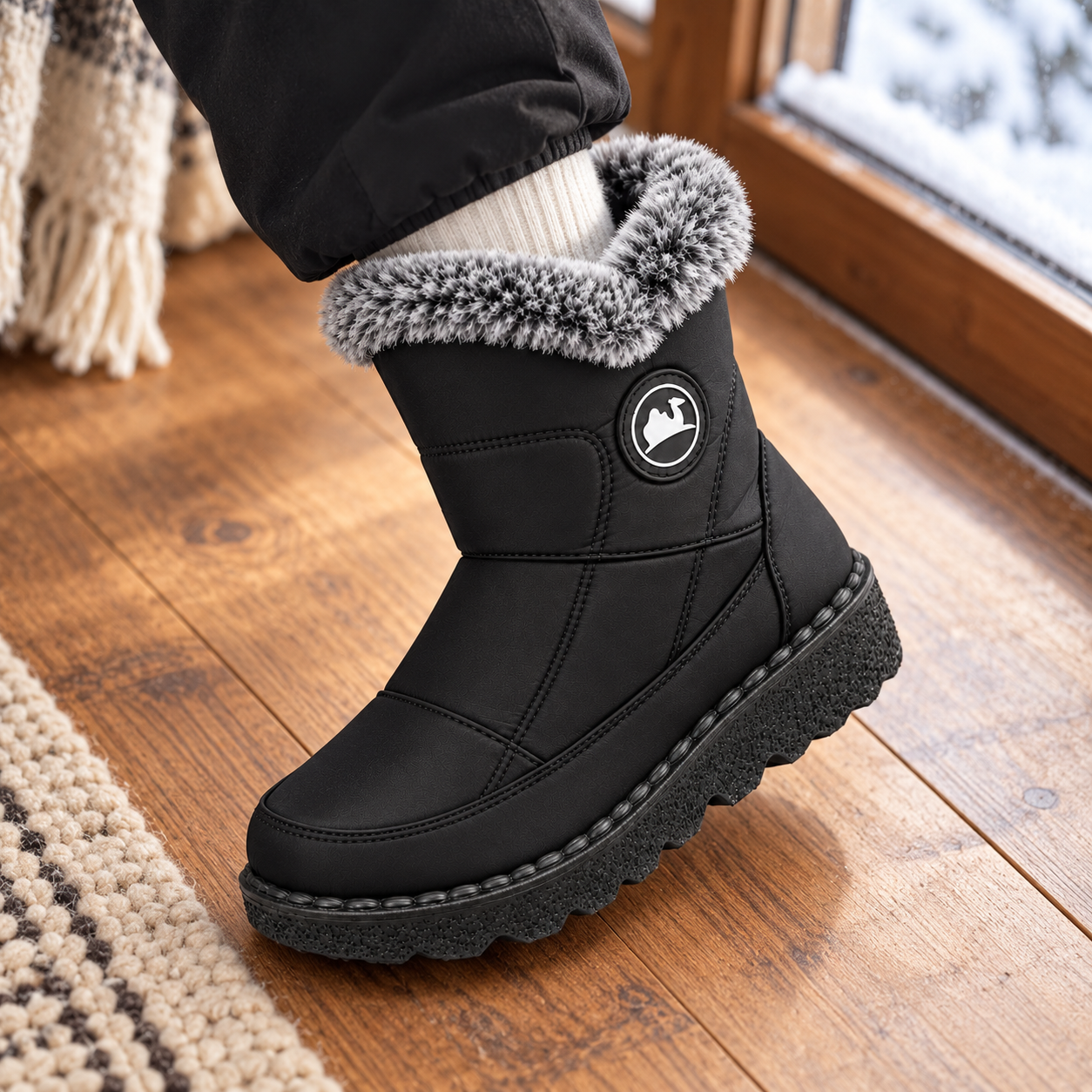 Fleece-Lined Zipper Winter Boots