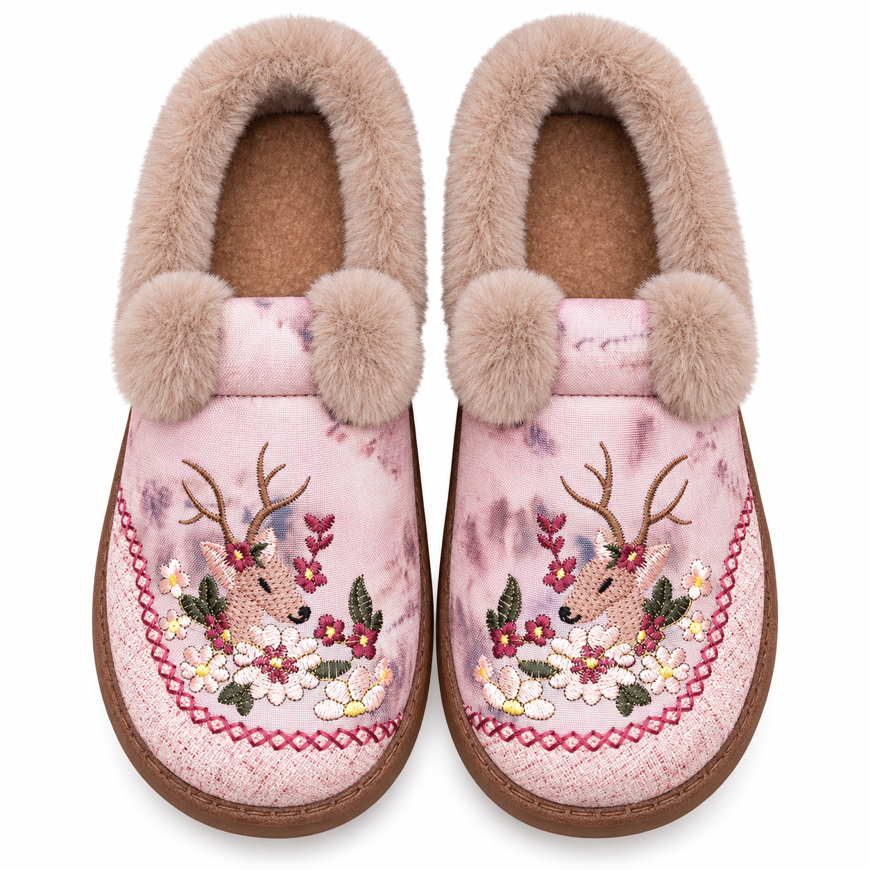 Floral Fleece-Lined Thick-Sole Winter Shoes
