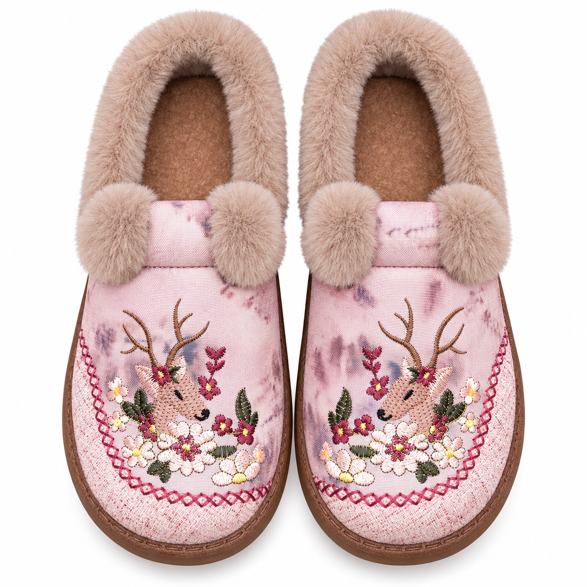 Floral Fleece-Lined Thick-Sole Winter Shoes
