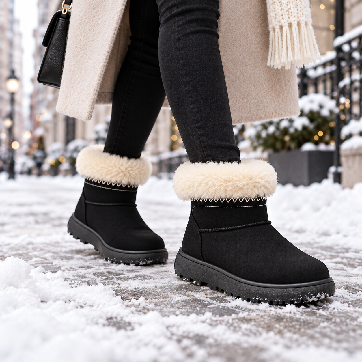 Plush-Lined Mid-Calf Snow Boots