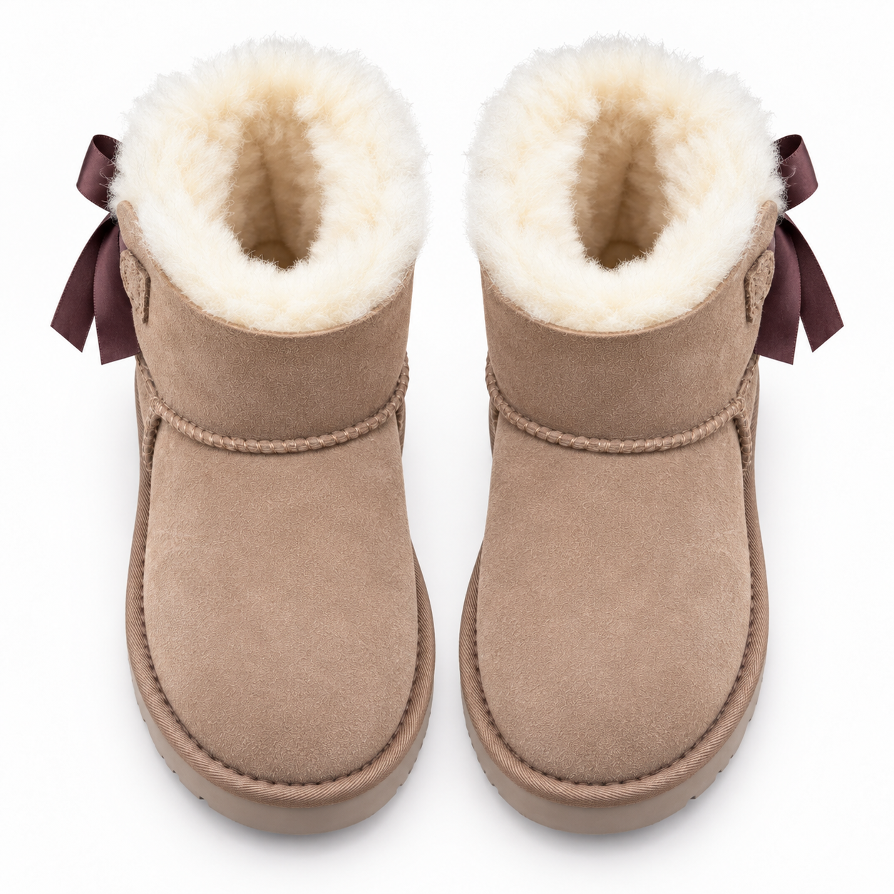 Sheepskin-Lined Bow Snow Boots