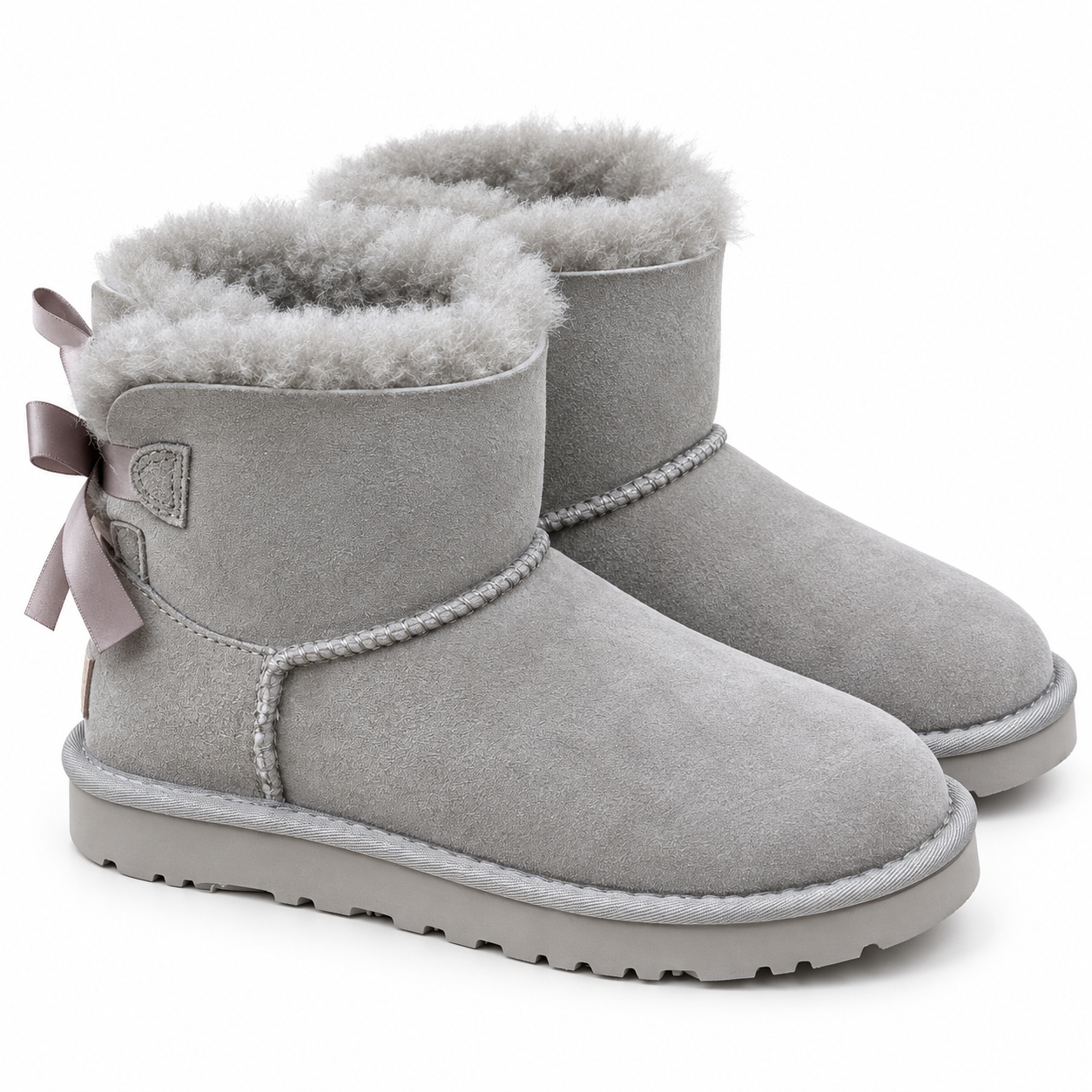 Sheepskin-Lined Bow Snow Boots