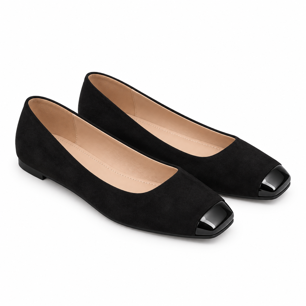 Colorblock Suede Square-Toe Flats