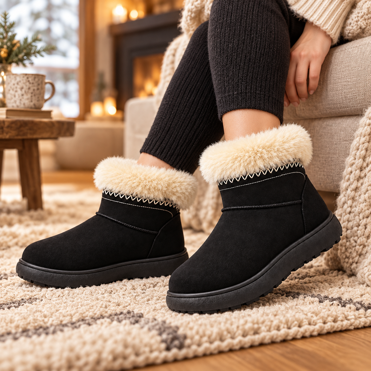 Plush-Lined Mid-Calf Snow Boots