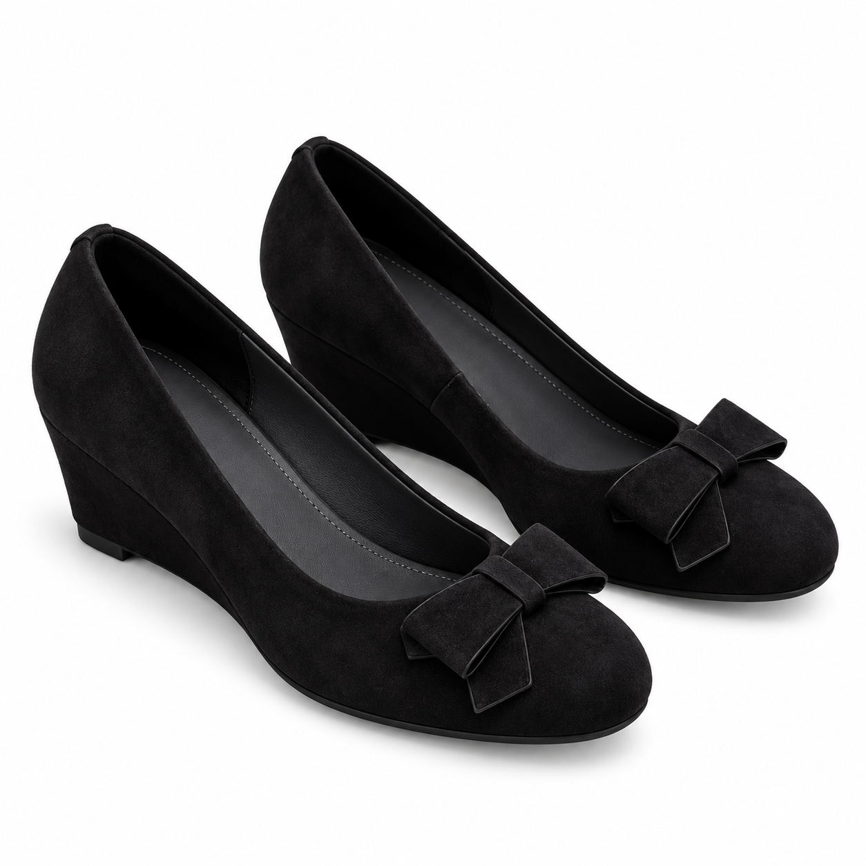 Retro Sheepskin Suede Wedge Shoes.