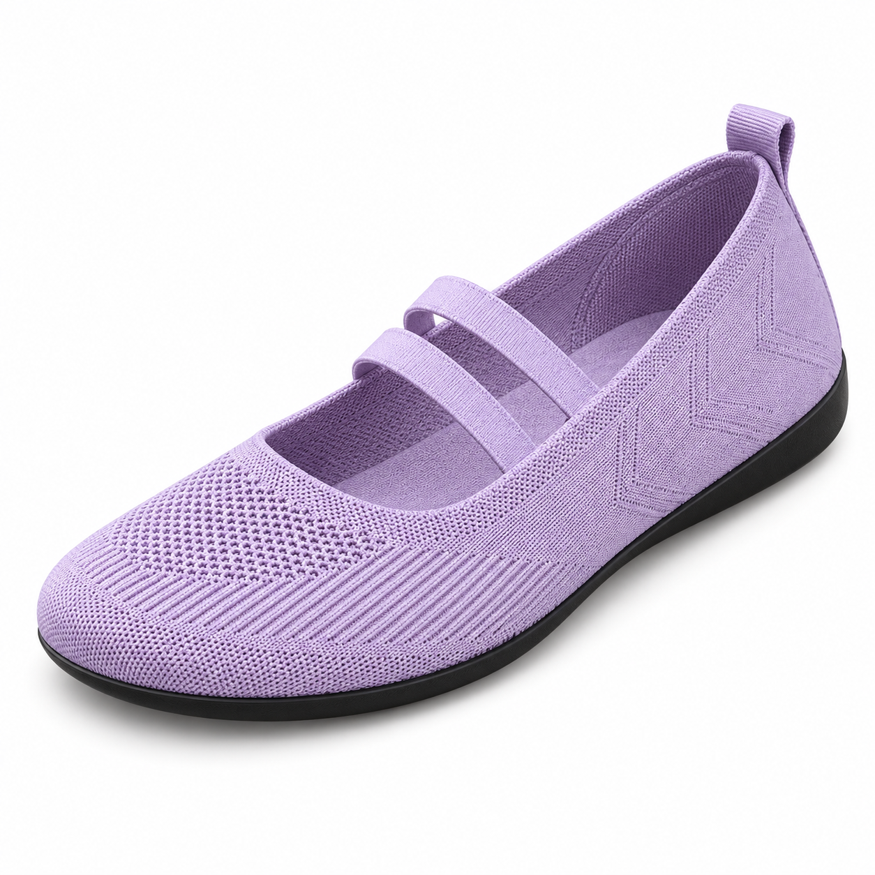 Marla Comfort - Women's Wide Toe Box Knit Mary Jane Flats, Slip-On Non-Slip Walking Shoes