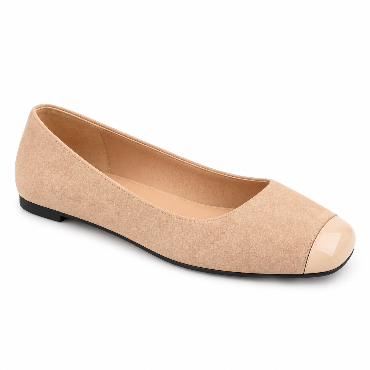 Colorblock Suede Square-Toe Flats
