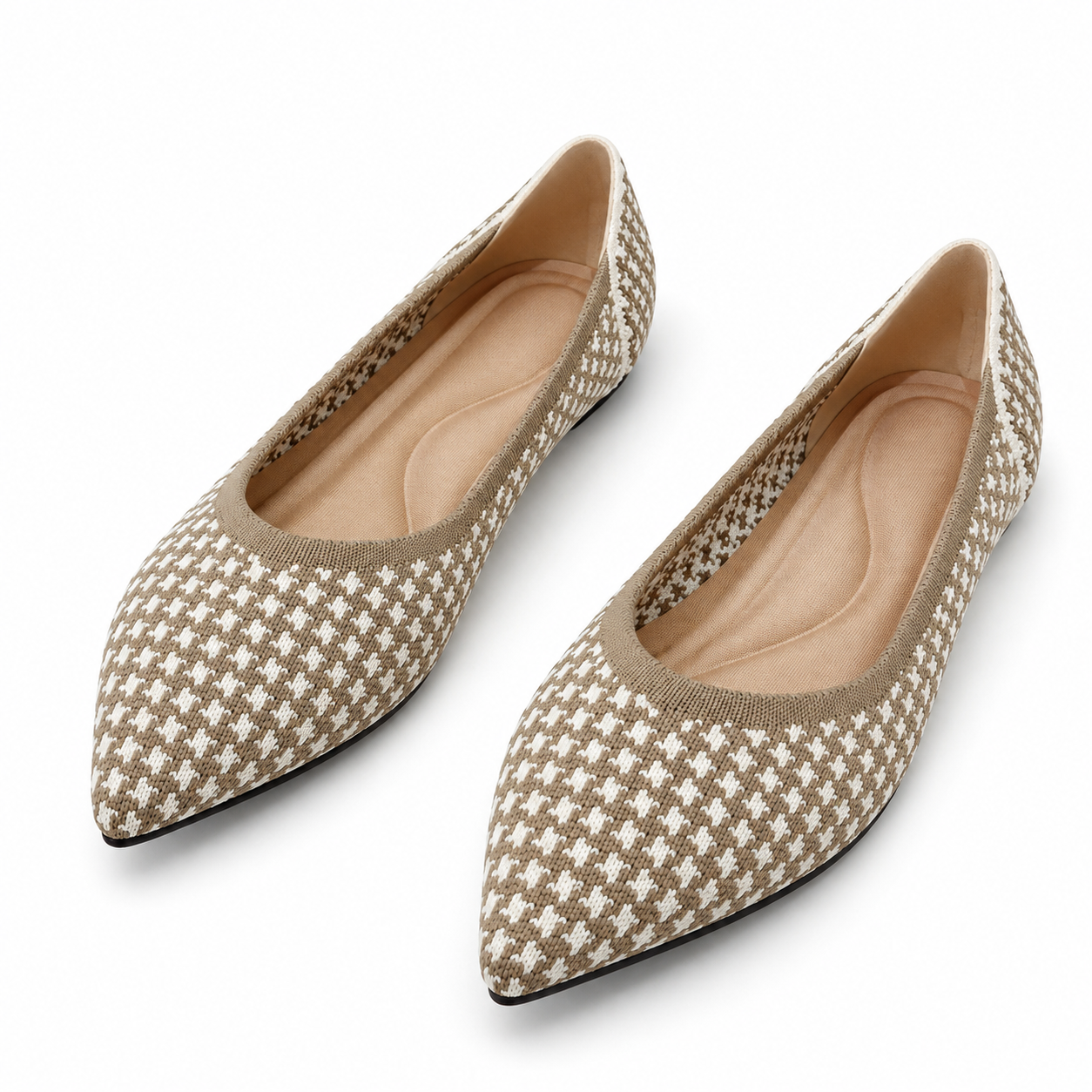 Houndstooth Knit Ballet Flats