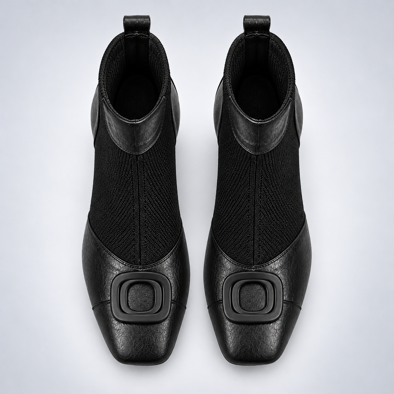 Retro Square-Buckle Block Heel Pumps
