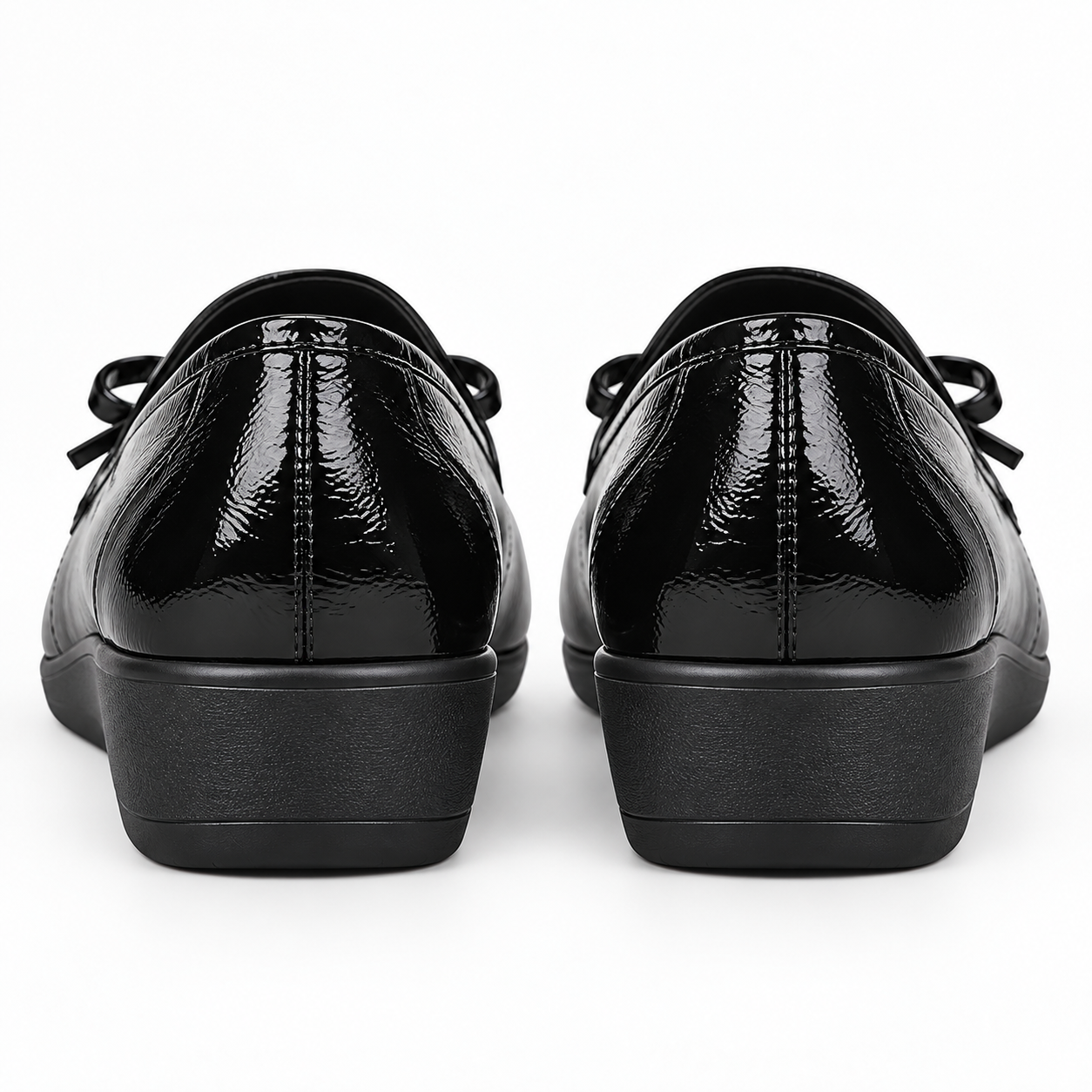 Patent Bow Wedge Loafers