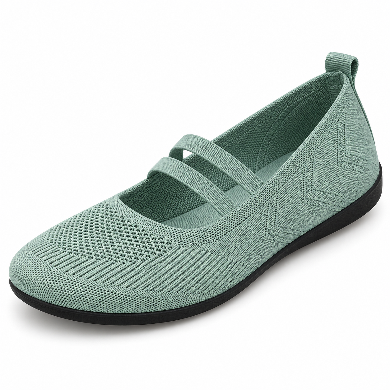 Marla Comfort - Women's Wide Toe Box Knit Mary Jane Flats, Slip-On Non-Slip Walking Shoes