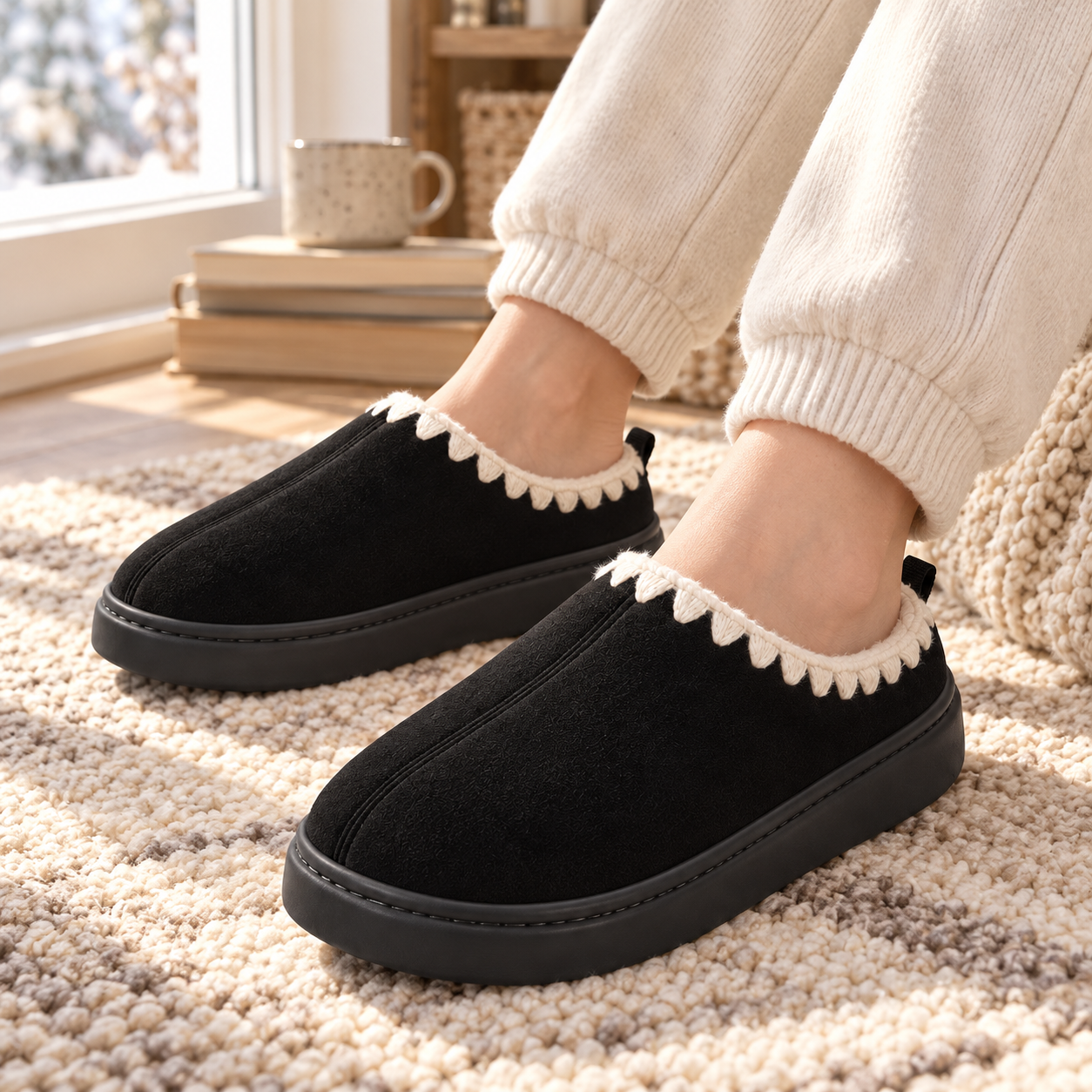Non-Slip Lace-Up Winter Slippers