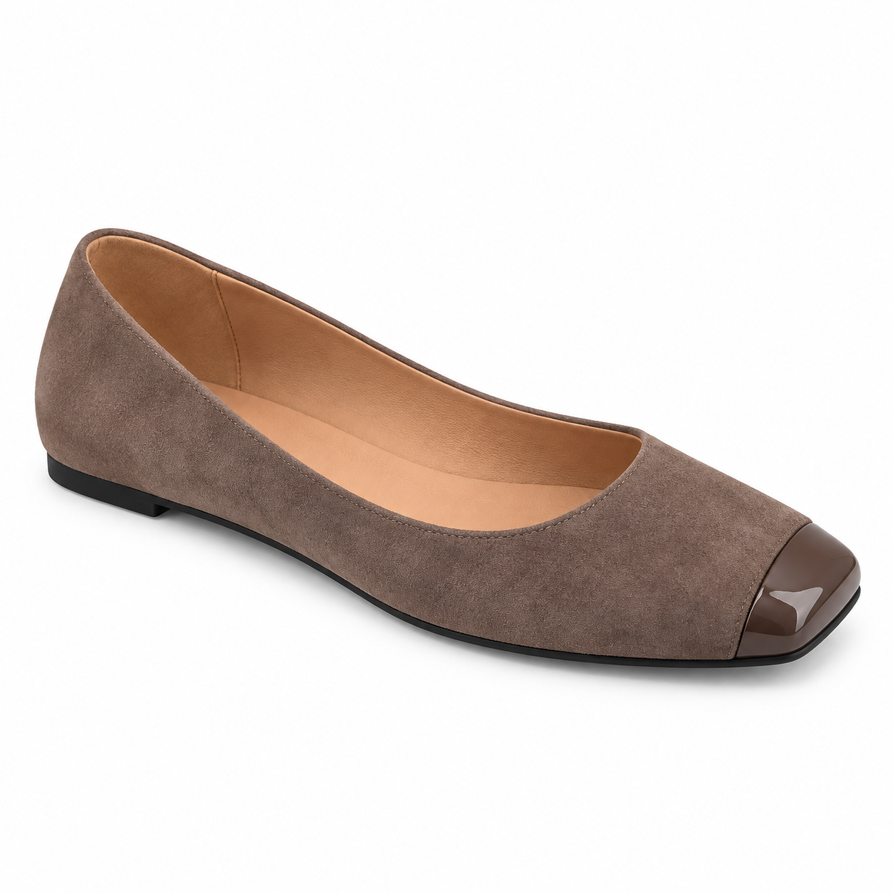 Colorblock Suede Square-Toe Flats
