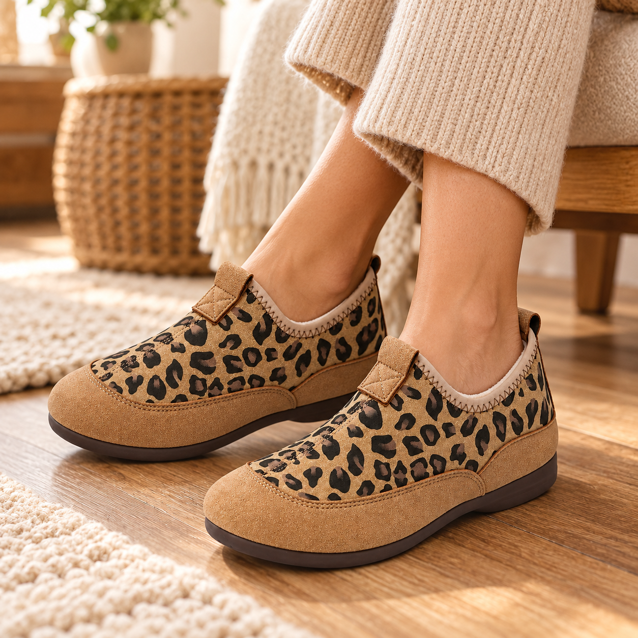 Leopard-Print Soft-Sole Winter Loafers