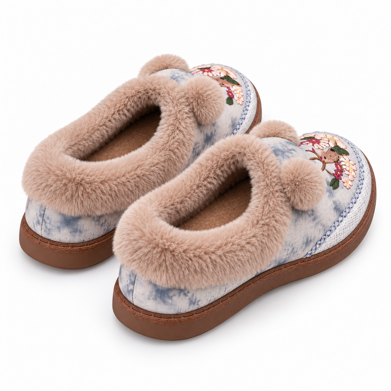 Floral Fleece-Lined Thick-Sole Winter Shoes