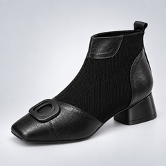 Retro Square-Buckle Block Heel Pumps