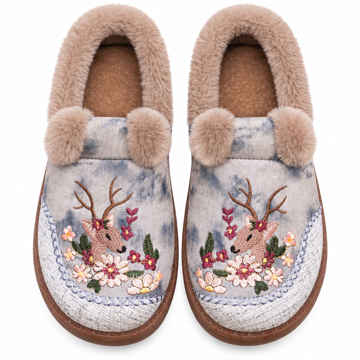 Floral Fleece-Lined Thick-Sole Winter Shoes