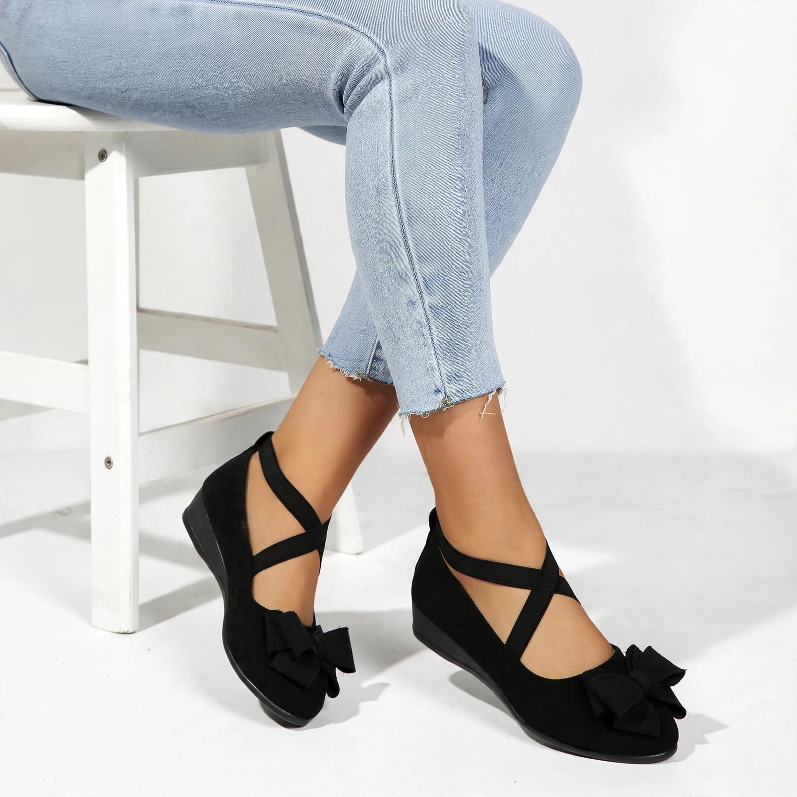 Marla Wide-Toe Knit Mary Jane Flats