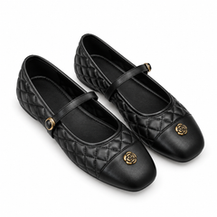 Camellia Quilted Mary Jane Flats.