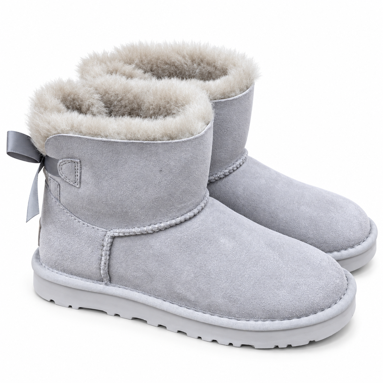 Sheepskin-Lined Bow Snow Boots