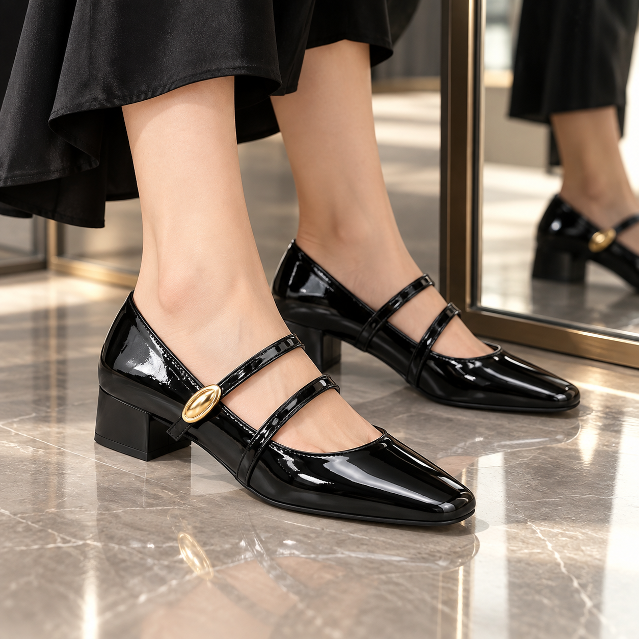Elegant Square-Toe Mary Jane Shoes