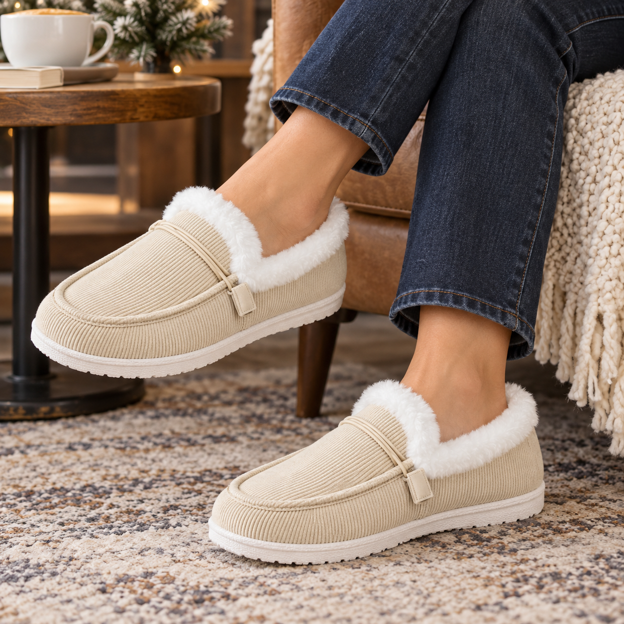 Fleece-Lined Moccasin Loafers
