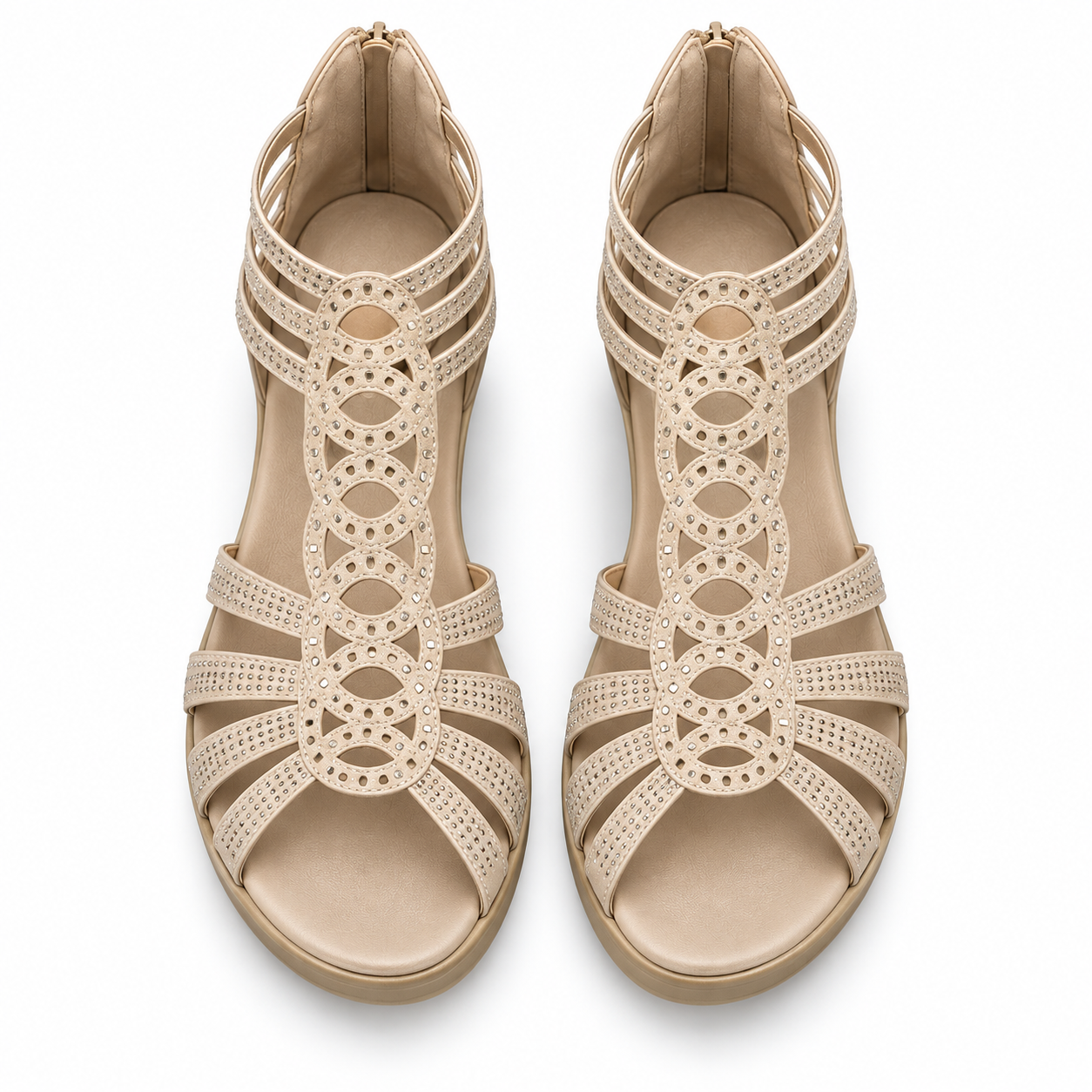 Embellished Cutout Wedge Sandals