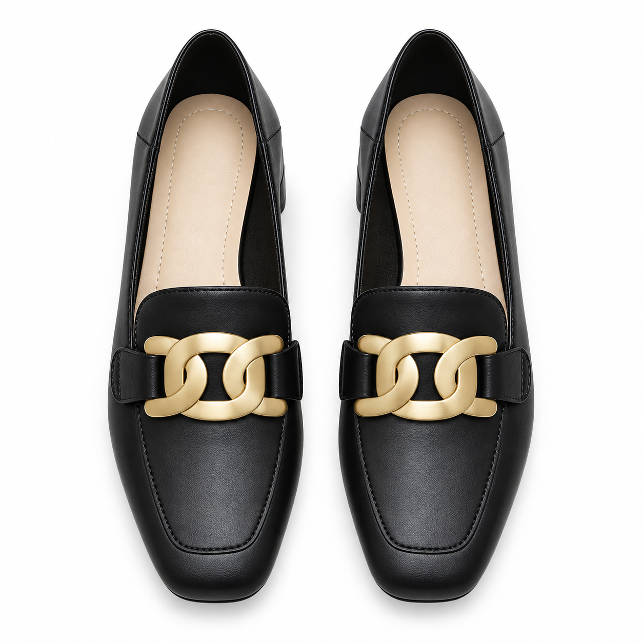 Square-Toe Convertible Buckle Loafers