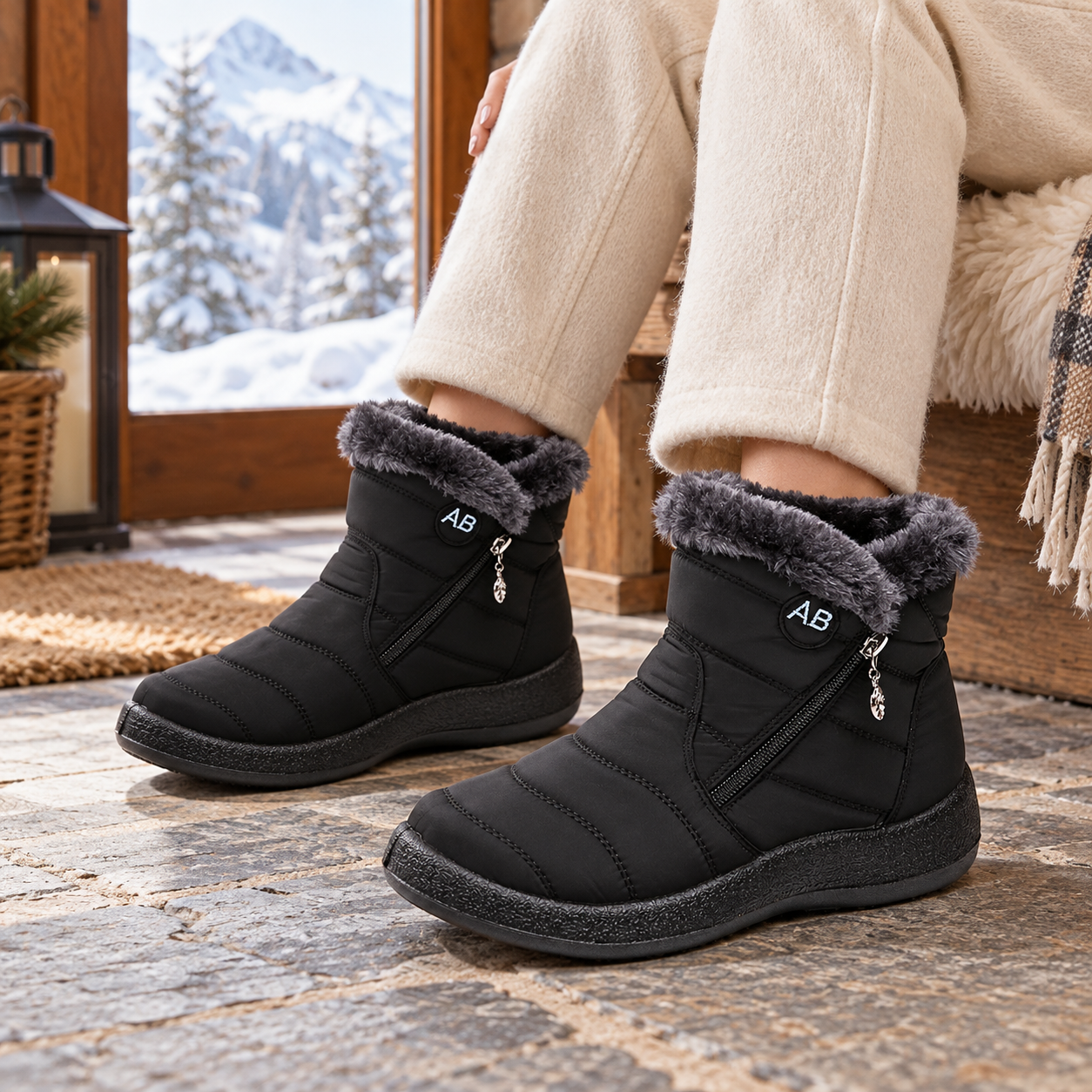 Plush-Lined Quilted Snow Boots