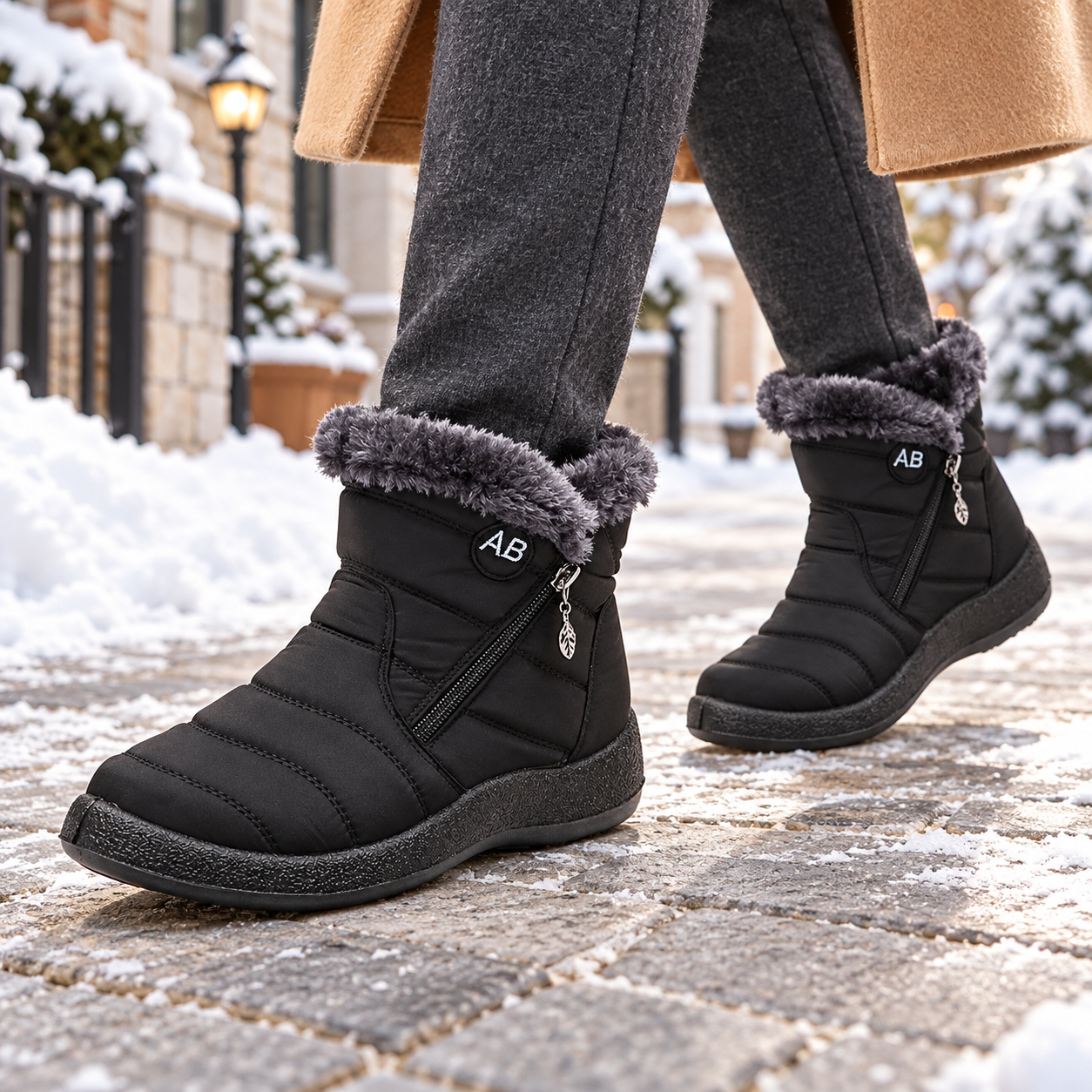 Plush-Lined Quilted Snow Boots
