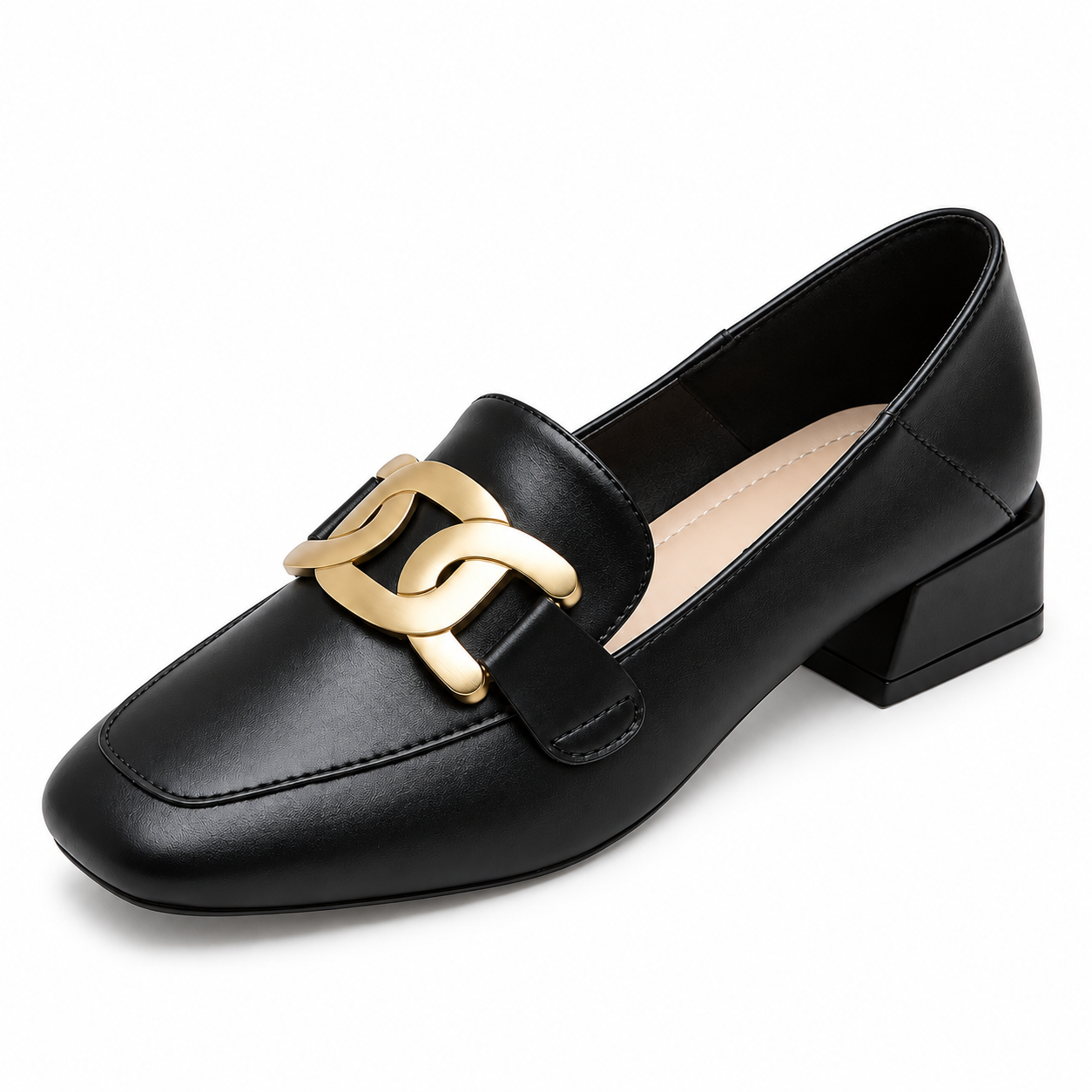 Square-Toe Convertible Buckle Loafers