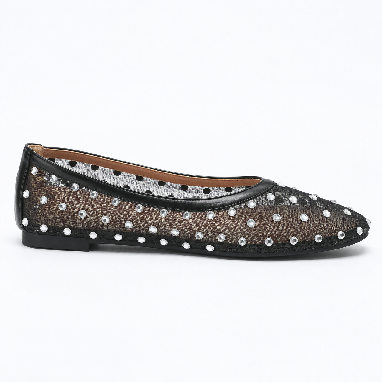 Rhinestone Mesh Ballet Flats