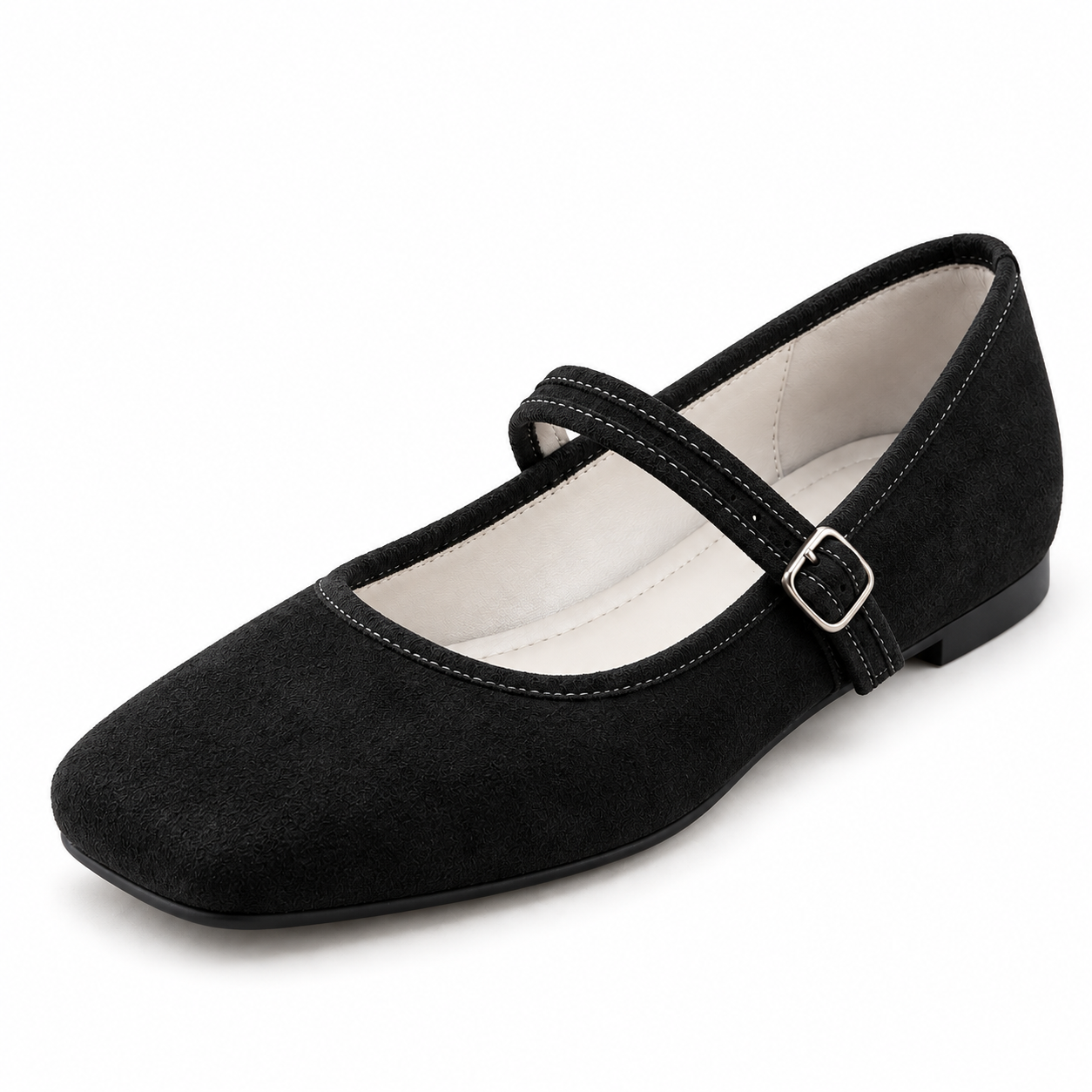 Suede-Look Mary Jane Flats
