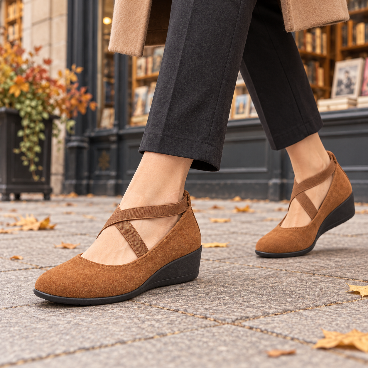 Elastic-Strap Mary Jane Wedges