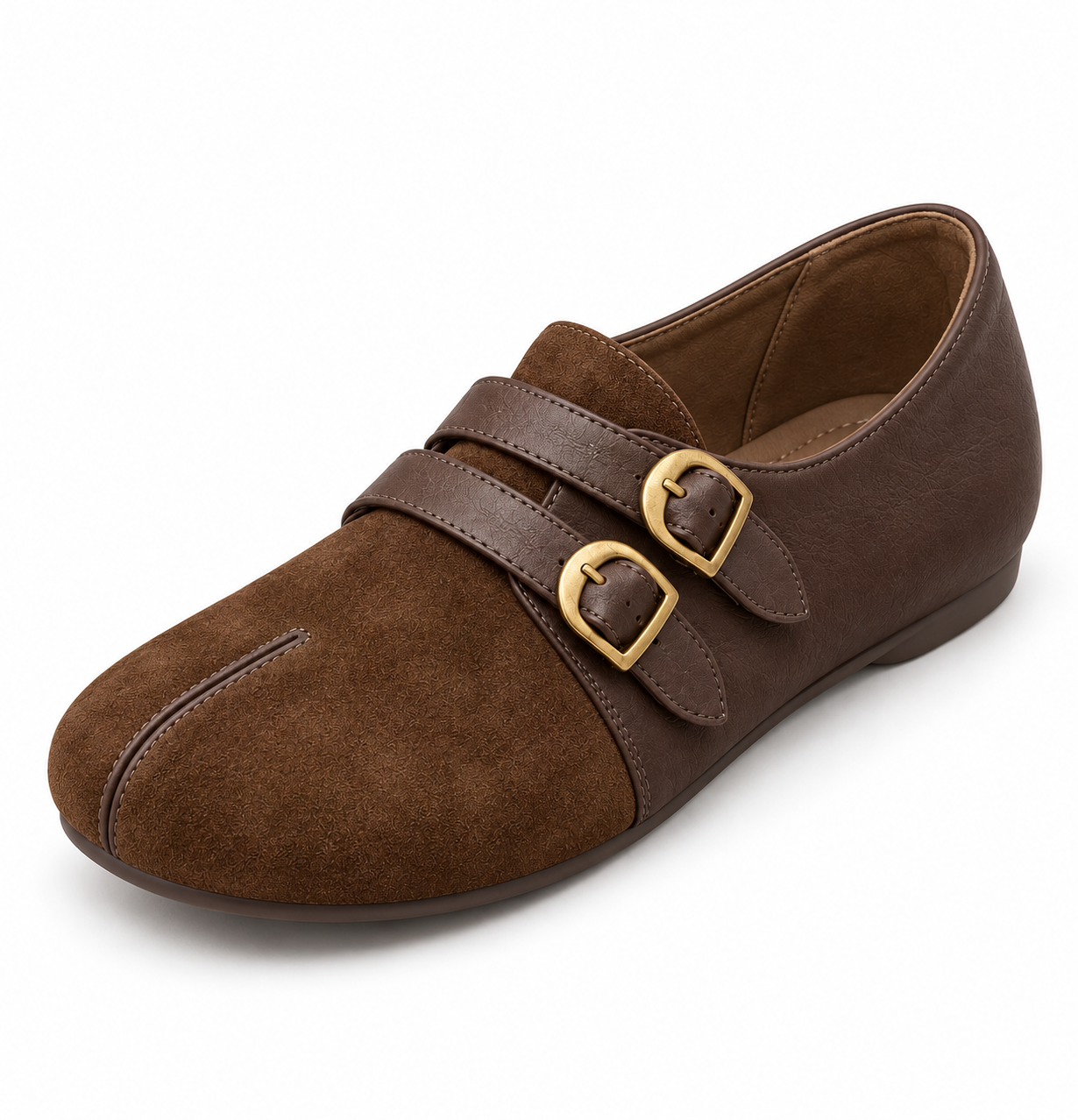 Double-Buckle Suede Loafers