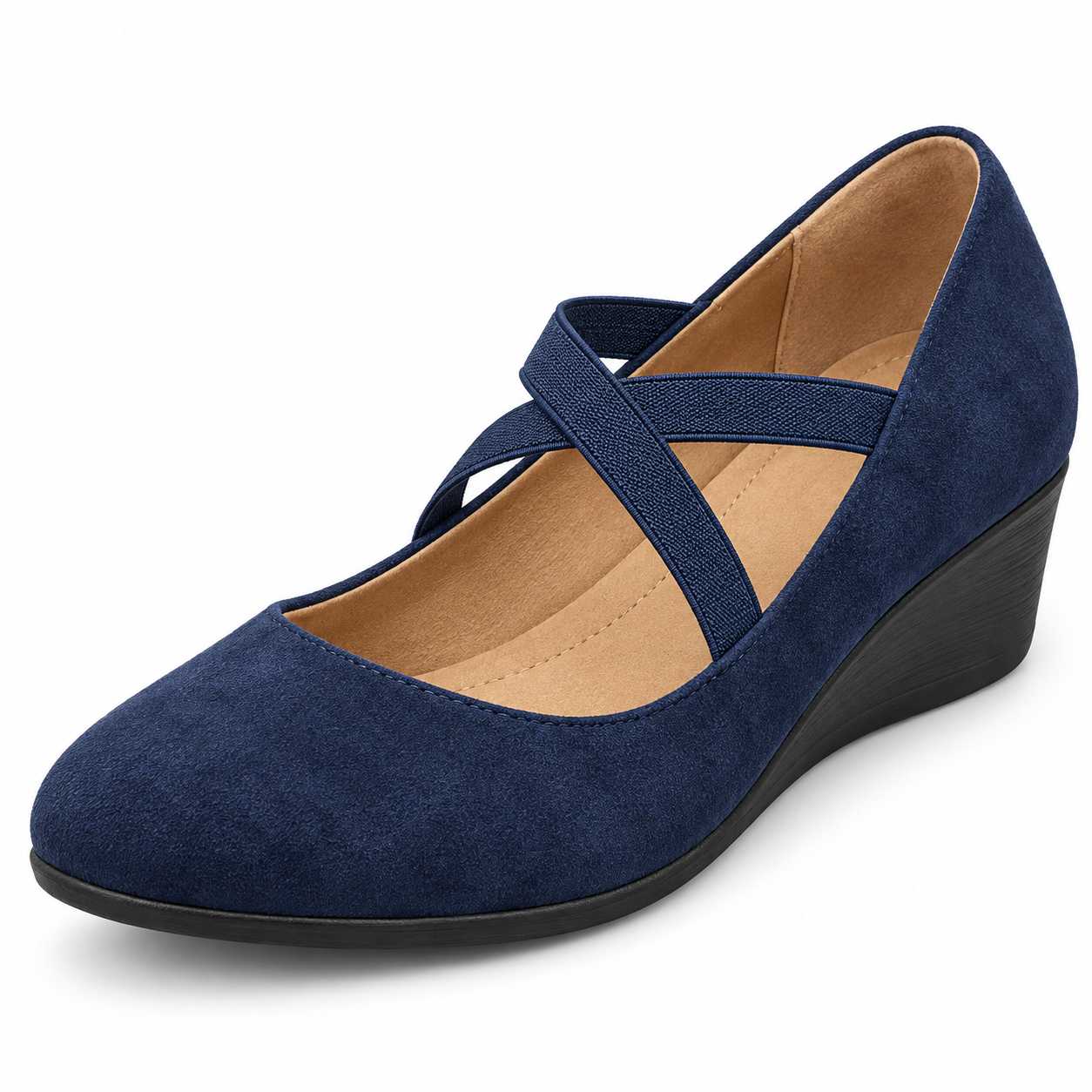 Elastic-Strap Mary Jane Wedges
