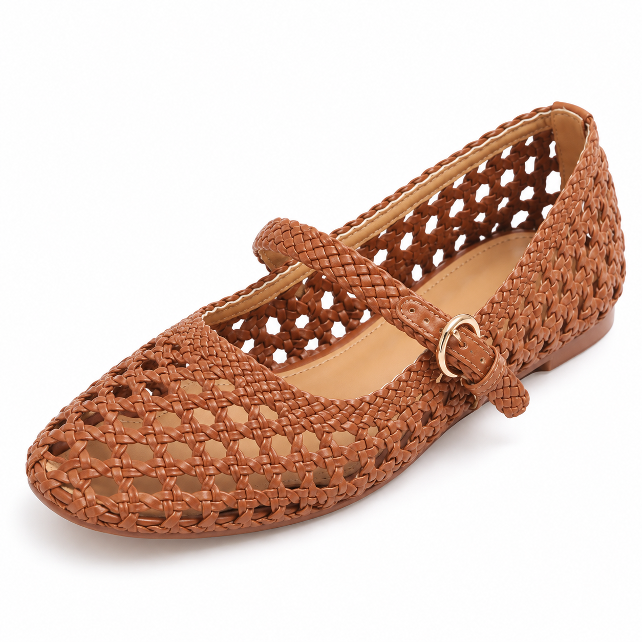 Cutout Mesh Buckle Flats