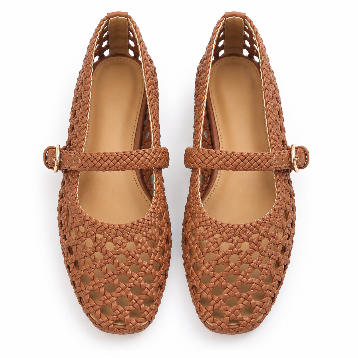 Cutout Mesh Buckle Flats