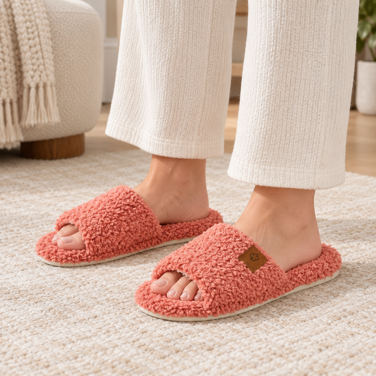 Teddy Fleece House Slides