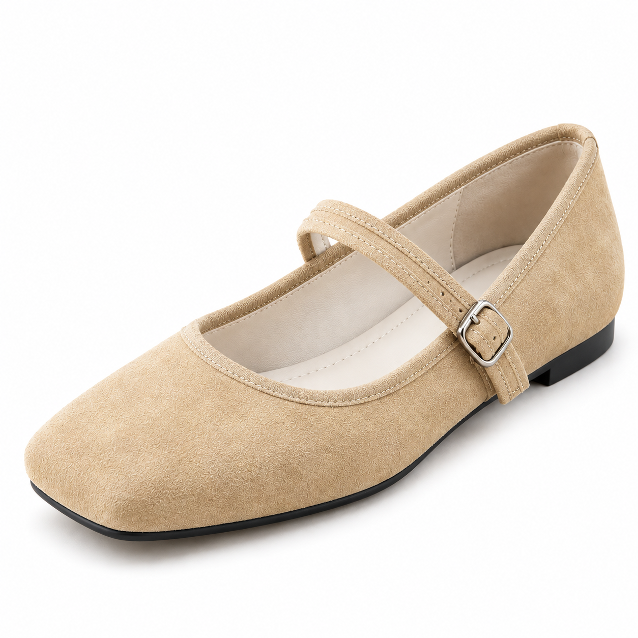 Suede-Look Mary Jane Flats