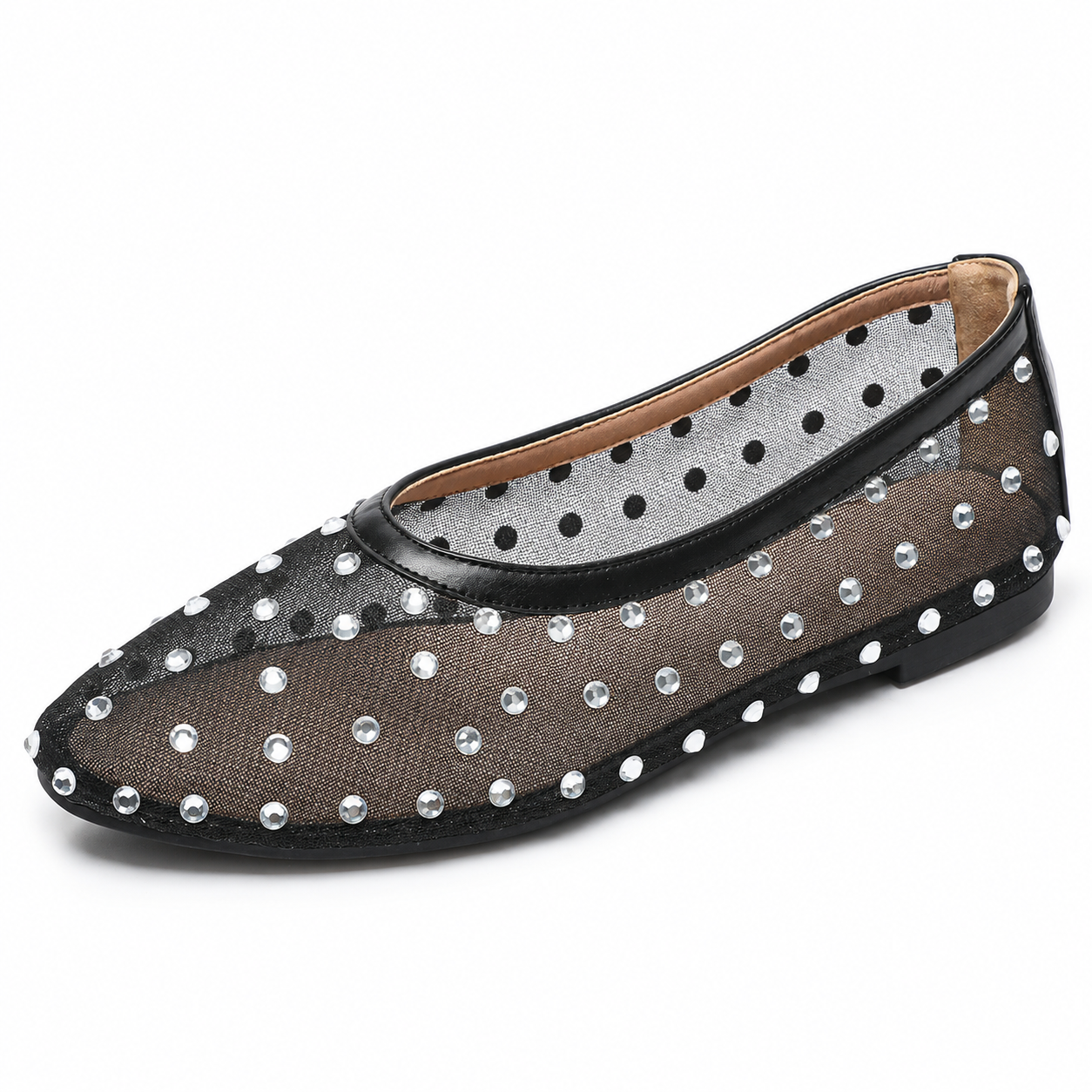 Rhinestone Mesh Ballet Flats
