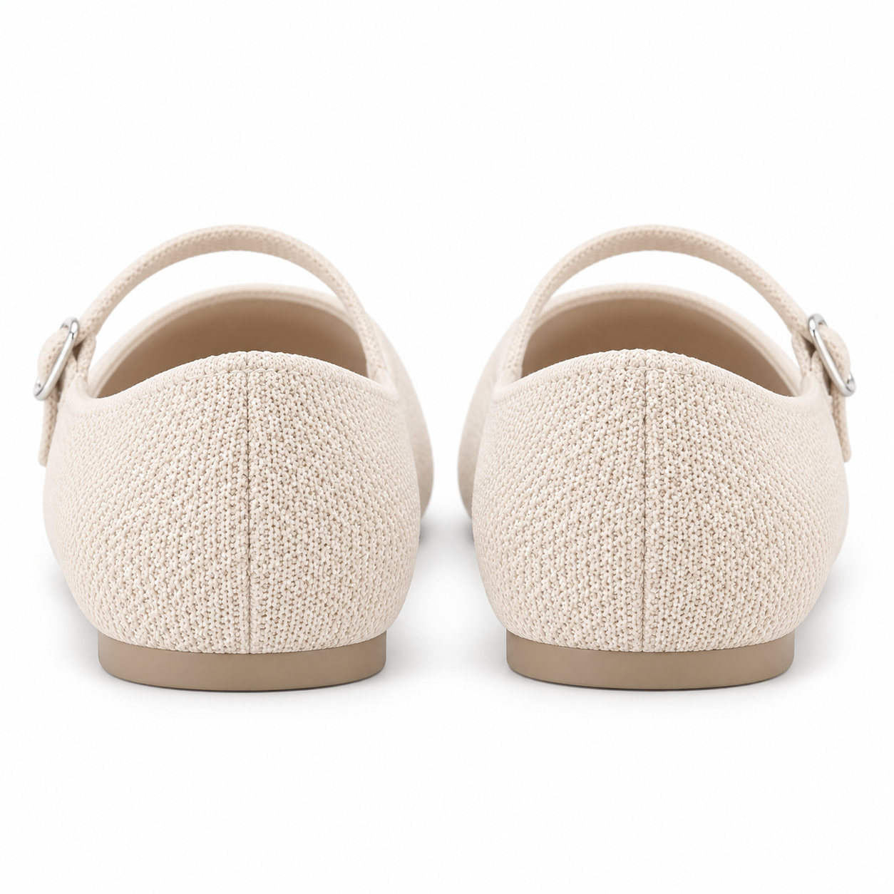 Square-Toe Knit Mary Jane Flats