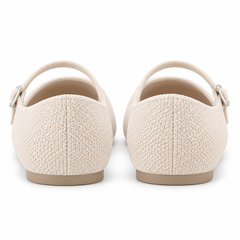 Square-Toe Knit Mary Jane Flats