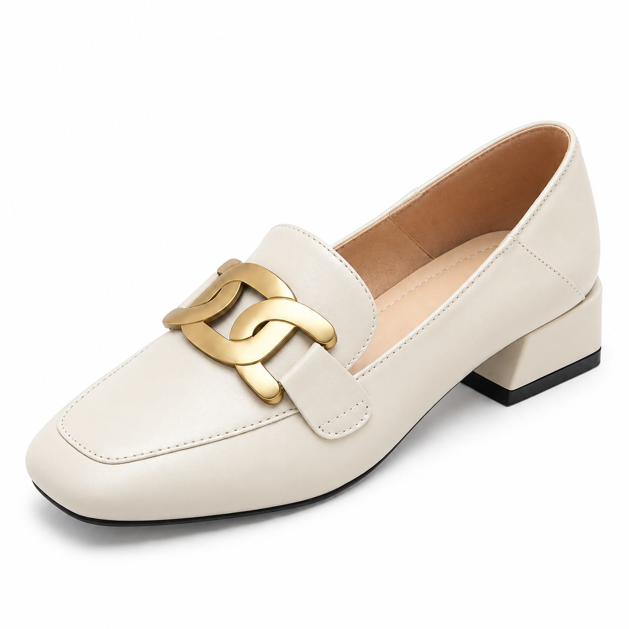Square-Toe Convertible Buckle Loafers