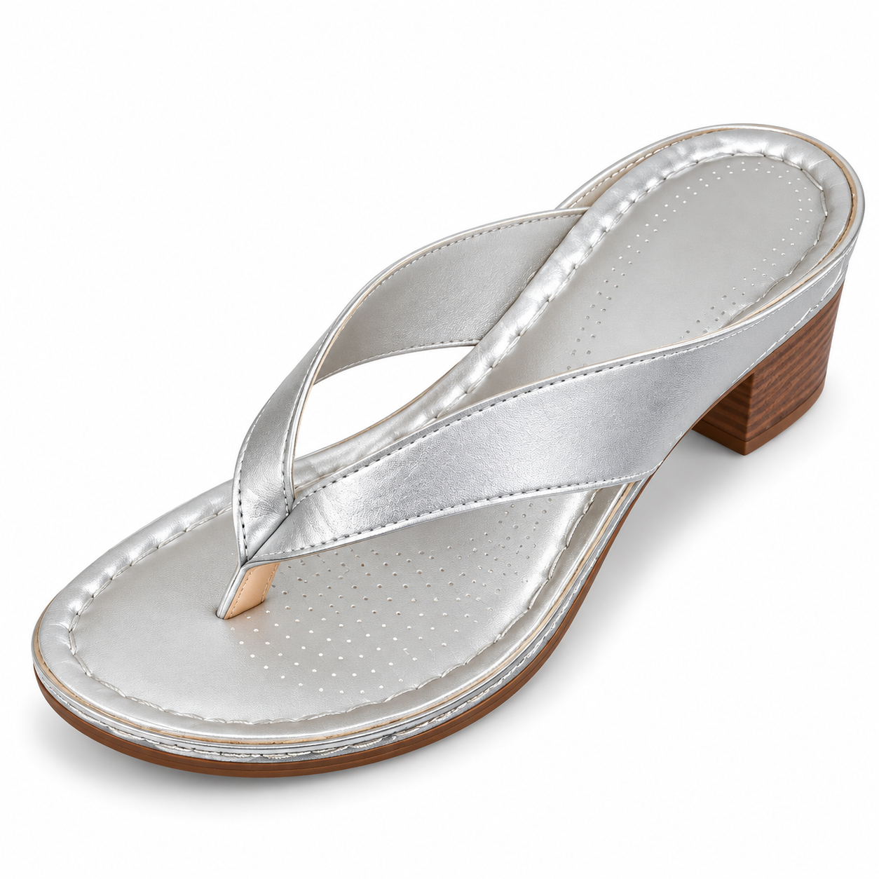 Chunky-Heel Thong Sandals