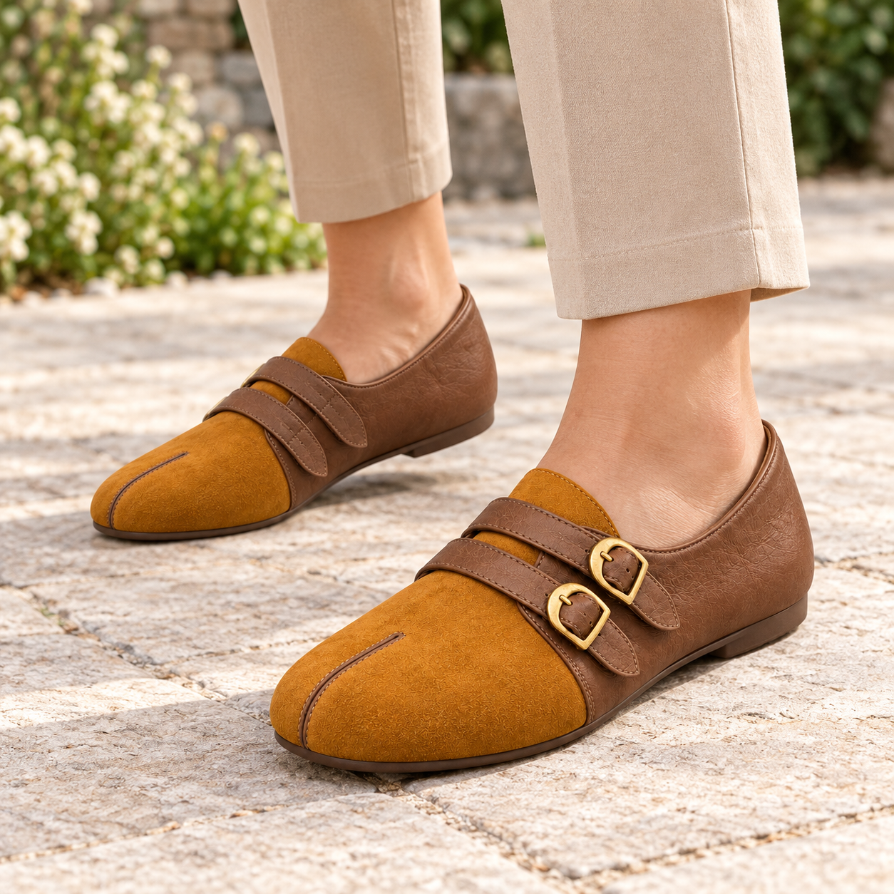 Double-Buckle Suede Loafers
