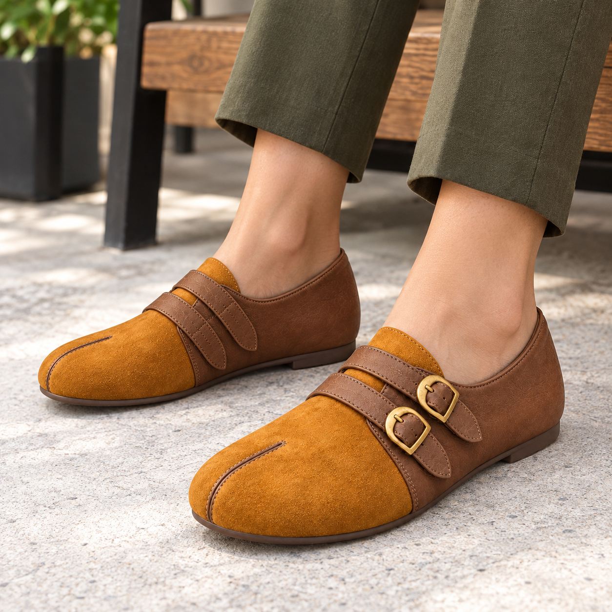 Double-Buckle Suede Loafers